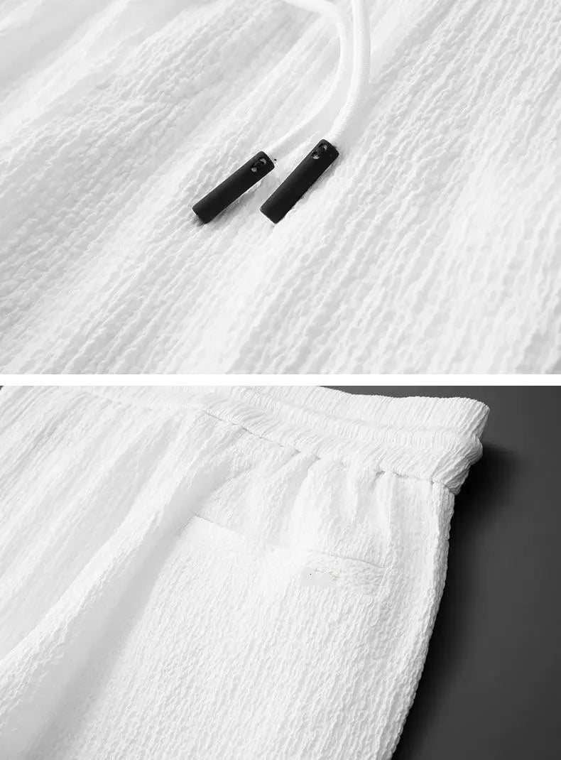 Spring Summer Fashion Suit Men Blazer Pants Stripe Pleats Long Sleeve Turndown Collar Jacket Drawstring Trousers for Wedding