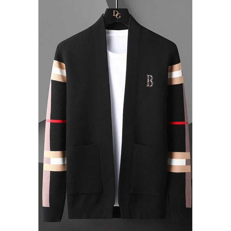 UpscaleVAutumn Trendy Knitted Cardigan for Men Loose Fit Outerwear Fashionable Sweater Spring Autumn Versatile Men's Top