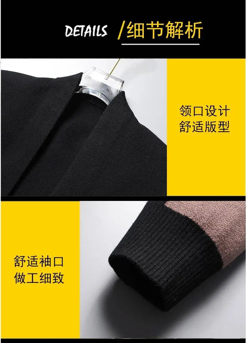 UpscaleVAutumn Trendy Knitted Cardigan for Men Loose Fit Outerwear Fashionable Sweater Spring Autumn Versatile Men's Top