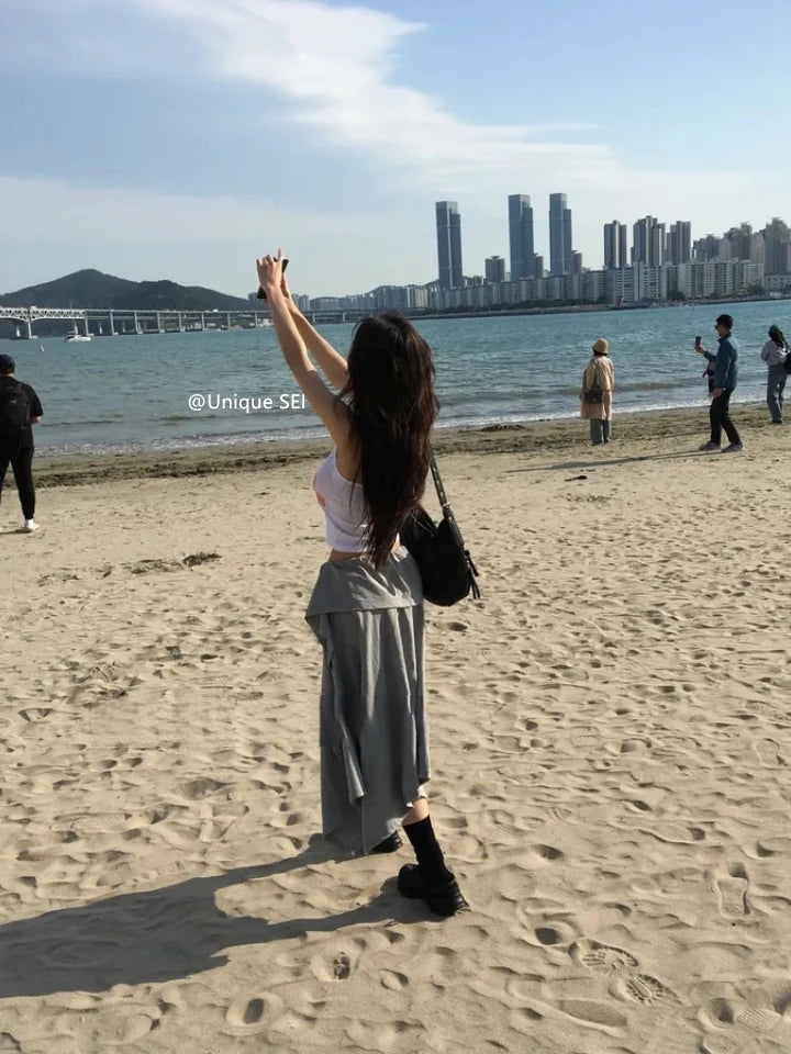 Retro Floral Print ter Top plus Slimming Pleated  Skirt Set Women's Summer Polyester Fiber Versatile Print ter Ne...