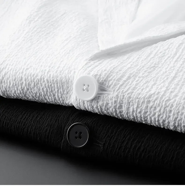 Spring Summer Fashion Suit Men Blazer Pants Stripe Pleats Long Sleeve Turndown Collar Jacket Drawstring Trousers for Wedding