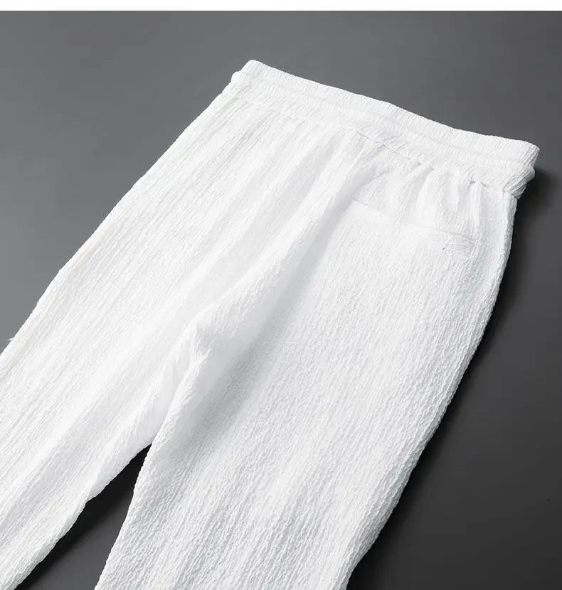 Spring Summer Fashion Suit Men Blazer Pants Stripe Pleats Long Sleeve Turndown Collar Jacket Drawstring Trousers for Wedding