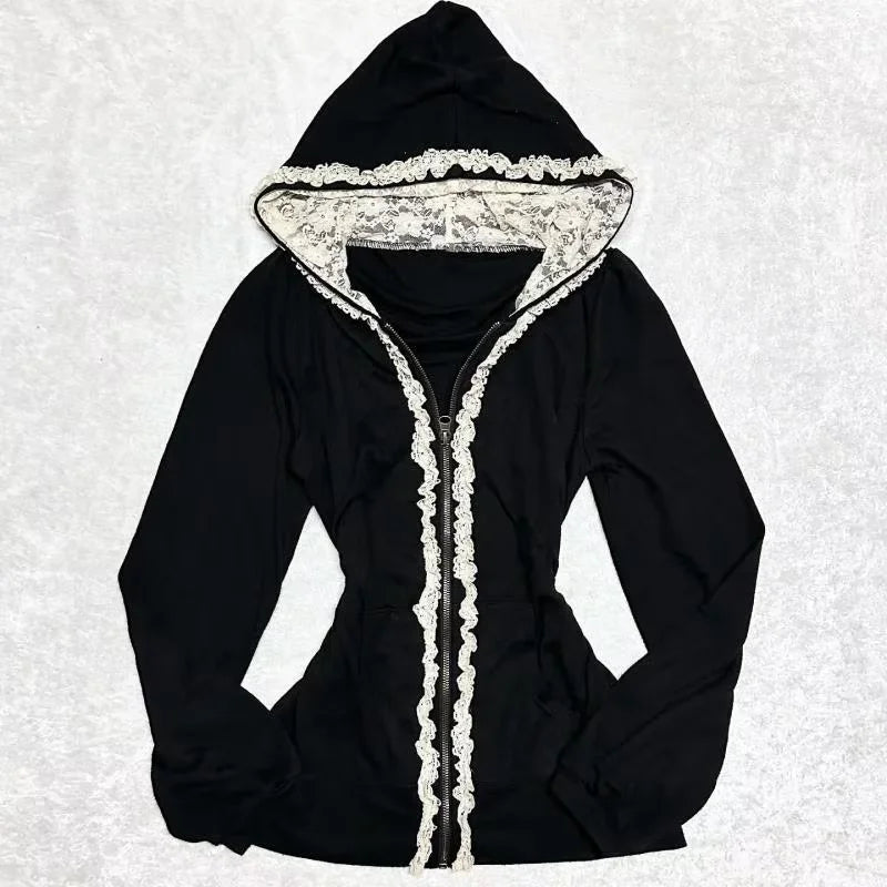 Autumn new spliced rivet black classic personalized long sleeved jacket Y2K retro loose street daily couple cardigan jacket